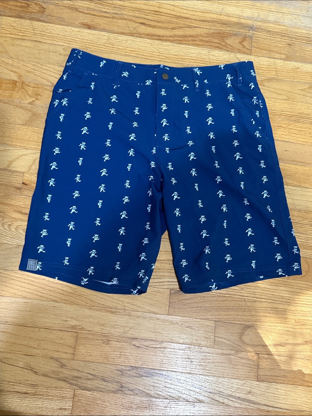 Sec 119 Men's Navy Athletic Shorts white dancing bears à la grateful dead